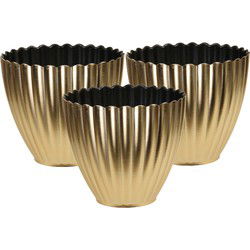 Othmar Plantenpot/bloempot - 3x - binnen - kunststof - goud - D16 x H13 cm - Plantenpotten