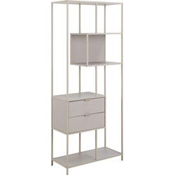 Boekenkast Grijs - Incl. Lades - 77x35x185cm - Varven