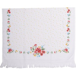 Clayre & Eef Gastendoekje  40x66 cm Roze Katoen Bloemen Toilet Handdoek