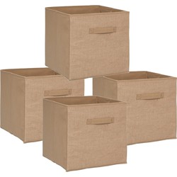 Set van 4x stuks opbergmand/kastmand 29 liter bruin/naturel jute 31 x 31 x 31 cm - Opbergmanden