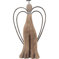 Clayre & Eef Decoratie Beeld Engel Bruin Hout