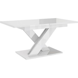 Meubella Eetkamertafel Bari - Hoogglans wit - 180 cm - Uitschuifbaar