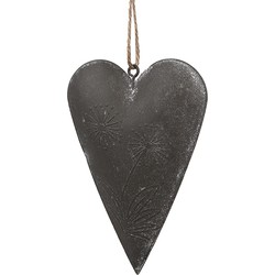 Clayre & Eef Decoratie Hanger Hart 8 cm Grijs IJzer