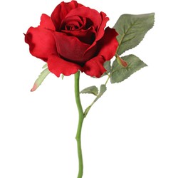 Kunstbloem roos Alice de luxe - rood - 30 cm - kunststof steel - decoratie - Kunstbloemen