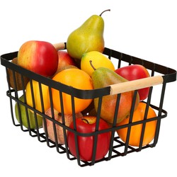 Fruitschaal/fruitmand industrieel zwart metaal 30 x 20 x 14 cm - Fruitschalen