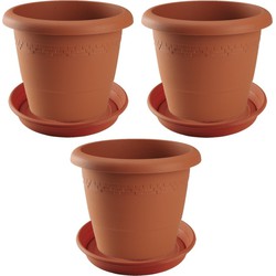 3x stuks bloempotten met onderschaal terra cotta rond diameter 30 cm - Plantenpotten