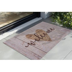 Wasbare Deurmat Binnen – Welcome – Anti-slip & Absorberend, Voor Hal of Entree - Beige- 45x75 CM