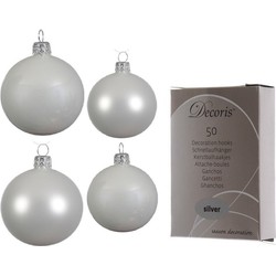 Glazen kerstballen pakket winter wit glans/mat 38x stuks 4 en 6 cm inclusief haakjes - Kerstbal