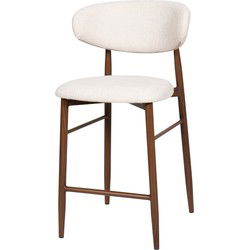 Barstoel - Beige Stof - Zithoogte 65cm - 55x52x94cm - Alexia - Set van 2