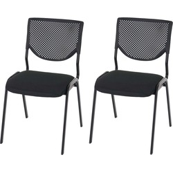Cosmo Casa Set Van 2 Bezoekersstoelen - Stapelbare Conferentiestoel - Stof/Textiel - Zwarte Zitting - Zwarte Poten