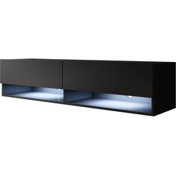 Meubella TV-Meubel Asino LED - Mat Zwart - 140 cm