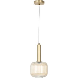 Hanglamp Linnea - Antiek Brons/Amberglas - Ø20x40,5 cm