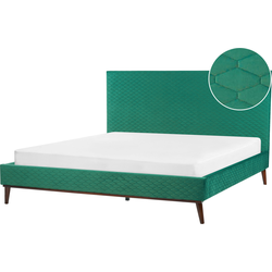 BAYONNE  - Tweepersoonsbed - Groen - 180 x 200 cm - Fluweel