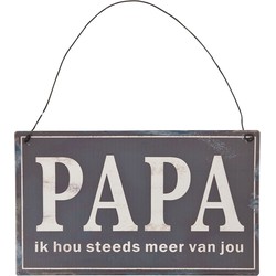 Clayre & Eef Tekstbord  17x10 cm Zwart Metaal Rechthoek Papa Wandbord