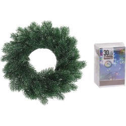 Dennenkrans/deurkrans 35 cm inclusief gekleurde kerstverlichting - Kerstkransen