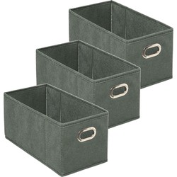 Set van 3x stuks opbergmand/kastmand 7 liter grijsgroen linnen 31 x 15 x 15 cm - Opbergmanden