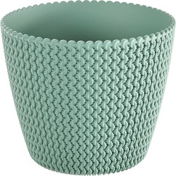 Plantenpot/bloempot kunststof dia 16 cm en hoogte 13 cm mintgroen - Plantenpotten