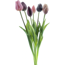 Bosje kunst tulpen Sally x7 tt mauve 47 cm - Buitengewoon de Boet