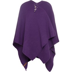 Knit Factory Jazz Gebreid Omslagvest - Dames Poncho - Purple - One Size - Inclusief sierspeld