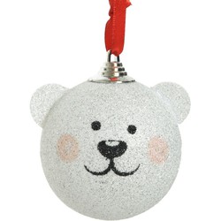 Kerstversiering witte ijsbeer kerstballen plastic 8 cm - Kerstbal