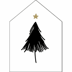 Label2X Kersthuisje kerstboom zwart 30 cm hoog
