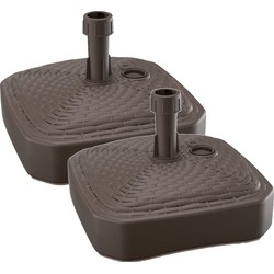 Prosperplast Parasolvoet - 2x - vierkant - rotan - bruin - 12 l - Parasolvoeten