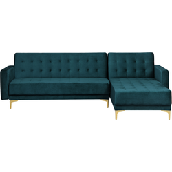 ABERDEEN - Hoekslaapbank - Blauwgroen - Linkerzijde - 267 cm - Fluweel