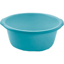 Set van 2x stuks kunststof teiltjes/afwasbakken rond 10 liter turquoise - Afwasbak