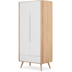 Ena wardrobe houten garderobekast whitewash - 90 x 200 cm