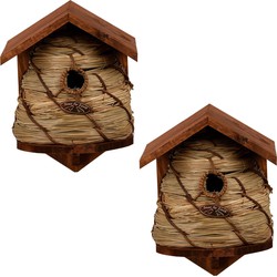 2x Nestkastjes bijenkorf / vogelhuisjes 25.8 cm - Vogelhuisjes