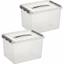 2x Kunststof opbergbak 22 liter 40 cm - Opbergbox