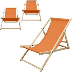 houten klapstoel 3 ligposities tot 120 kg oranje