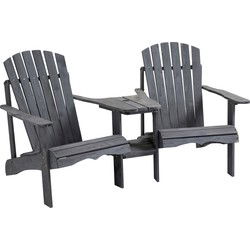 4goodz Dubbele Canadian Deckchair Houten Tuinstoel met tafeltje