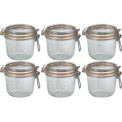 6x Luchtdichte weckpotten transparant glas 500 ml - Weckpotten