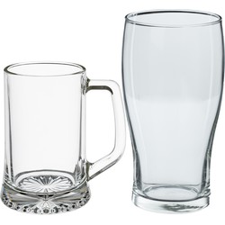 Bierglazen set - bierpullen/pint glazen - 8x stuks - glas - Bierglazen