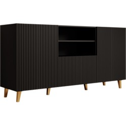 Meubella Dressoir Palamos - Mat zwart - 150 cm