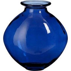 Mica Decorations Vaas Qin - 24x24x26 cm - Gerecycled Glas - Blauw