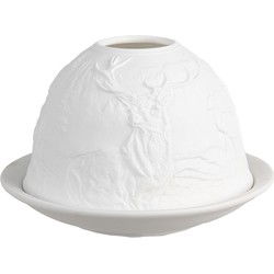 Clayre & Eef Waxinelichthouder Ø 12x8 cm Wit Porselein Hert