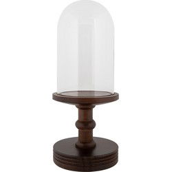 Clayre & Eef Glazen Stolp Ø 17x40 cm Bruin Hout Glas