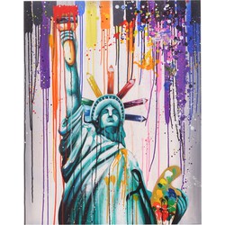 Cosmo Casa Olieverfschilderij - Vrijheidsbeeld - 100% Handgeschilderd - Muurschildering - 3D Afbeelding - Schilderij XL - 100x80cm
