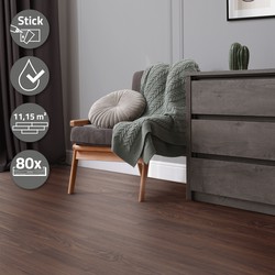 Set van 5 luxe PVC klevende vinylvloeren voor 2,23 m² roodbruin moer 2 mm dik ML-Design