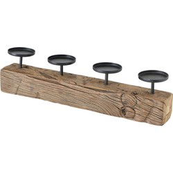 Deco by Boltze Kaarshouder - hout met metaal - 50 x 7 x 13 cm - Waxinelichtjeshouders