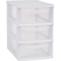 Ladenkast/bureau organizer wit stapelbaar A5 met 3x lades L18 x B27 x H27 cm - Ladeblok