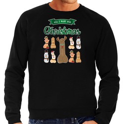 Bellatio Decorations foute kersttrui/sweater heren - All I want for Christmas - zwart - piemel/penis 2XL - kerst truien