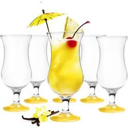Glasmark Cocktail glazen - 6x - 420 ml - geel - glas - pina colada glazen - Cocktailglazen