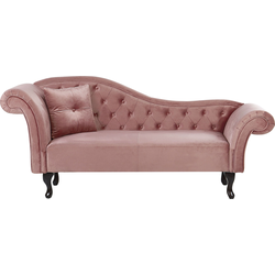 Beliani LATTES - Chaise longue-Roze-Fluweel