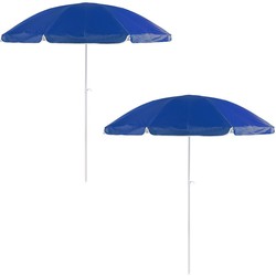 Voordeel set van 2x strandparasols blauw 200 cm diameter - Parasols