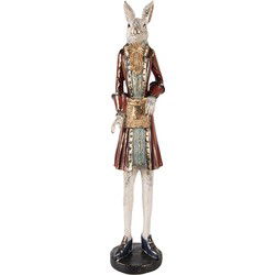 Clayre & Eef Decoratie Beeld Konijn 53 cm Beige Rood Kunststof