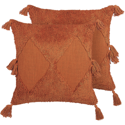 AVIUM  - Sierkussen set van 2 - Oranje - 45 x 45 cm - Katoen