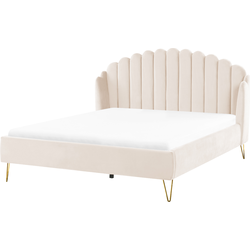 Beliani AMBILLOU - Tweepersoonsbed-Beige-Fluweel